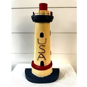 Wooden Crafted Vintage USA Light House Wall Hanging Key Holder
